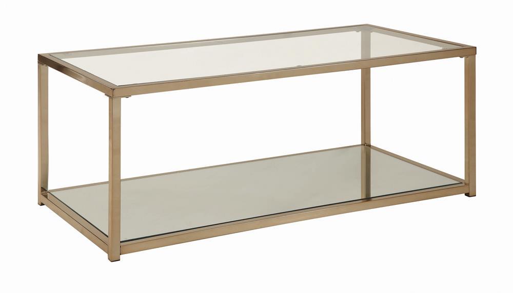Cora Coffee Table with Mirror Shelf Chocolate Chrome - Home Discount Furniture - NJ-linden