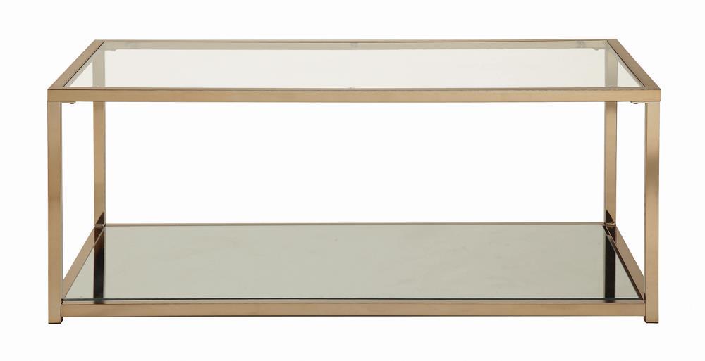 Cora Coffee Table with Mirror Shelf Chocolate Chrome - Home Discount Furniture - NJ-linden