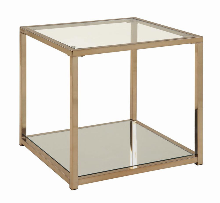 Cora End Table with Mirror Shelf Chocolate Chrome - Home Discount Furniture - NJ-linden