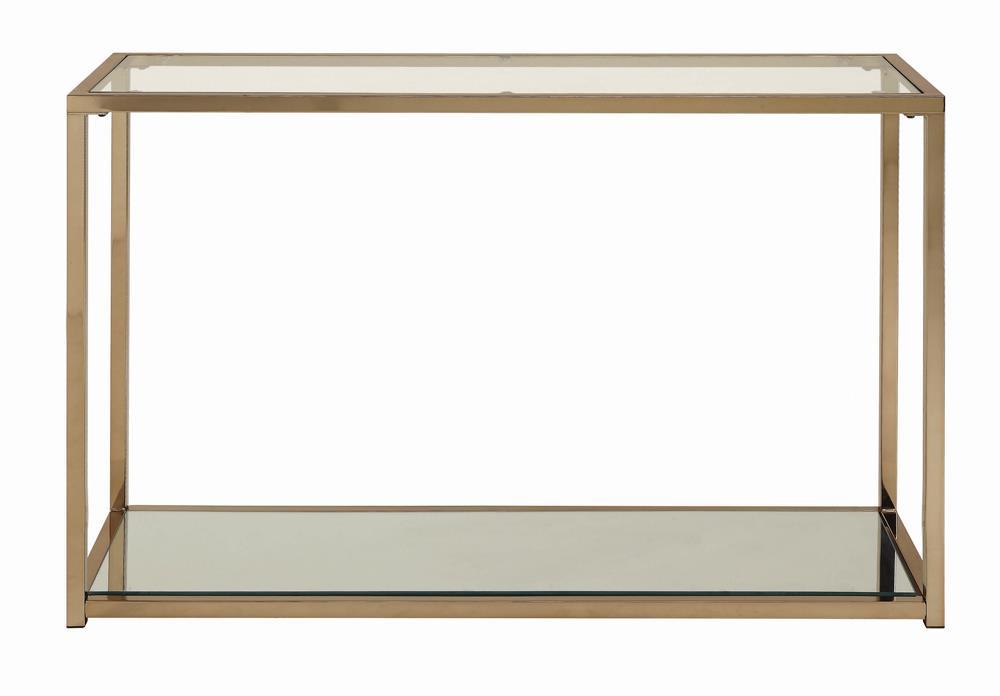 Cora Sofa Table with Mirror Shelf Chocolate Chrome - Home Discount Furniture - NJ-linden