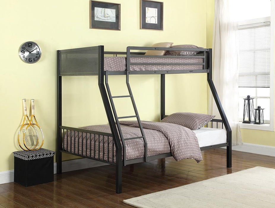 Meyers Twin Over Full Metal Bunk Bed Black and Gunmetal - Home Discount Furniture - NJ-linden