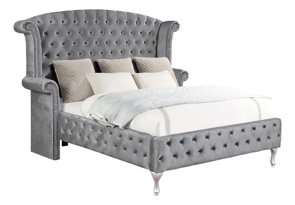 Deanna Eastern King Tufted Upholstered Bed Grey - Home Discount Furniture - NJ-linden