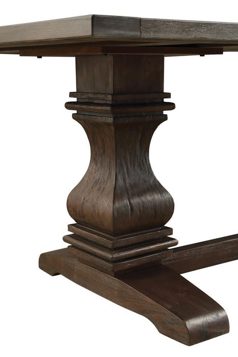 Parkins Double Pedestals Dining Table Rustic Espresso - Home Discount Furniture - NJ-linden