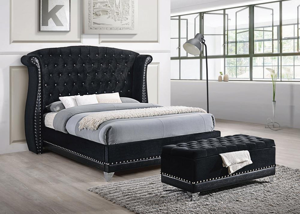 Barzini Queen Tufted Upholstered Bed Black - Home Discount Furniture - NJ-linden