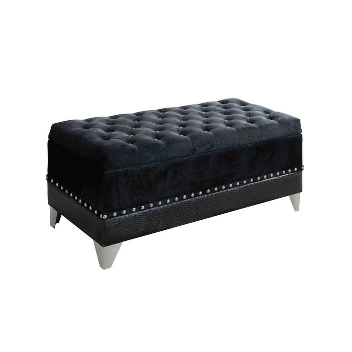 Barzini Tufted Rectangular Trunk with Nailhead Black - Home Discount Furniture - NJ-linden