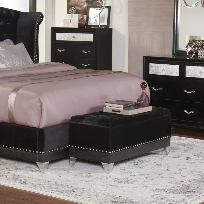 Barzini Tufted Rectangular Trunk with Nailhead Black - Home Discount Furniture - NJ-linden