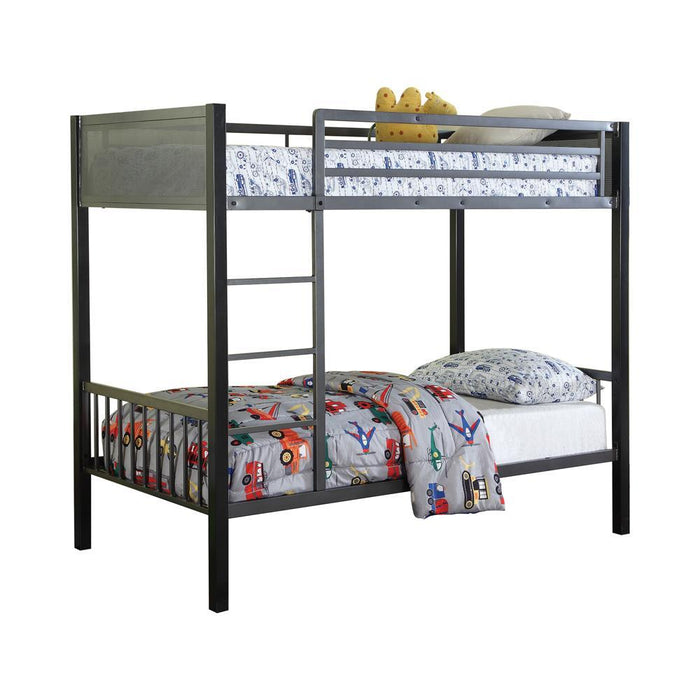 Meyers Twin Over Twin Metal Bunk Bed Black and Gunmetal - Home Discount Furniture - NJ-linden