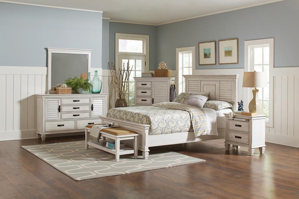 Franco Queen Panel Bed Antique White - Home Discount Furniture - NJ-linden