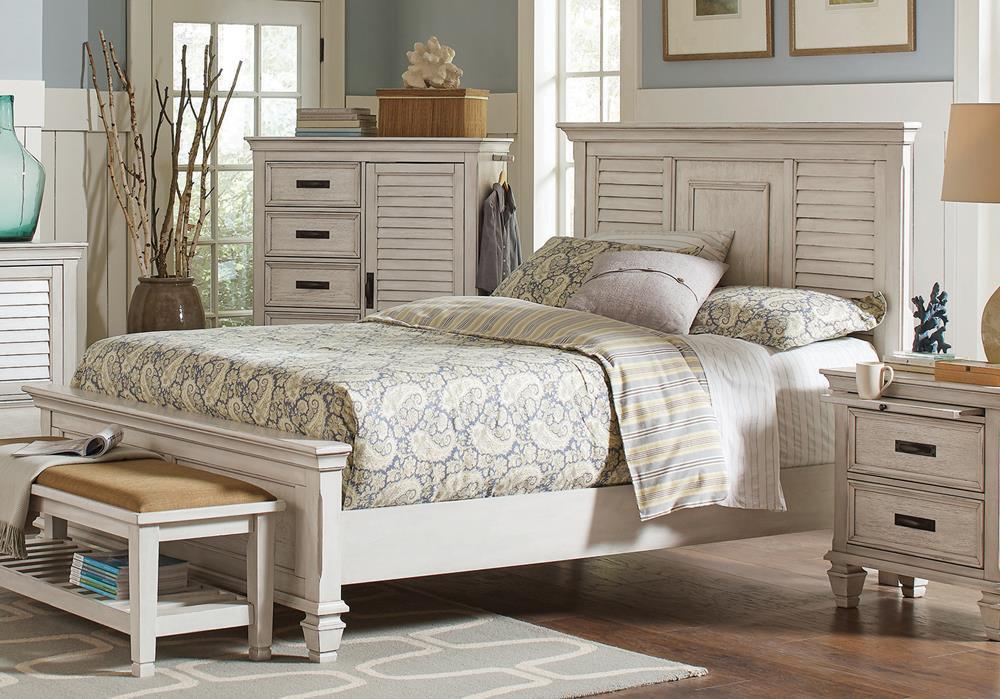 Franco Queen Panel Bed Antique White - Home Discount Furniture - NJ-linden