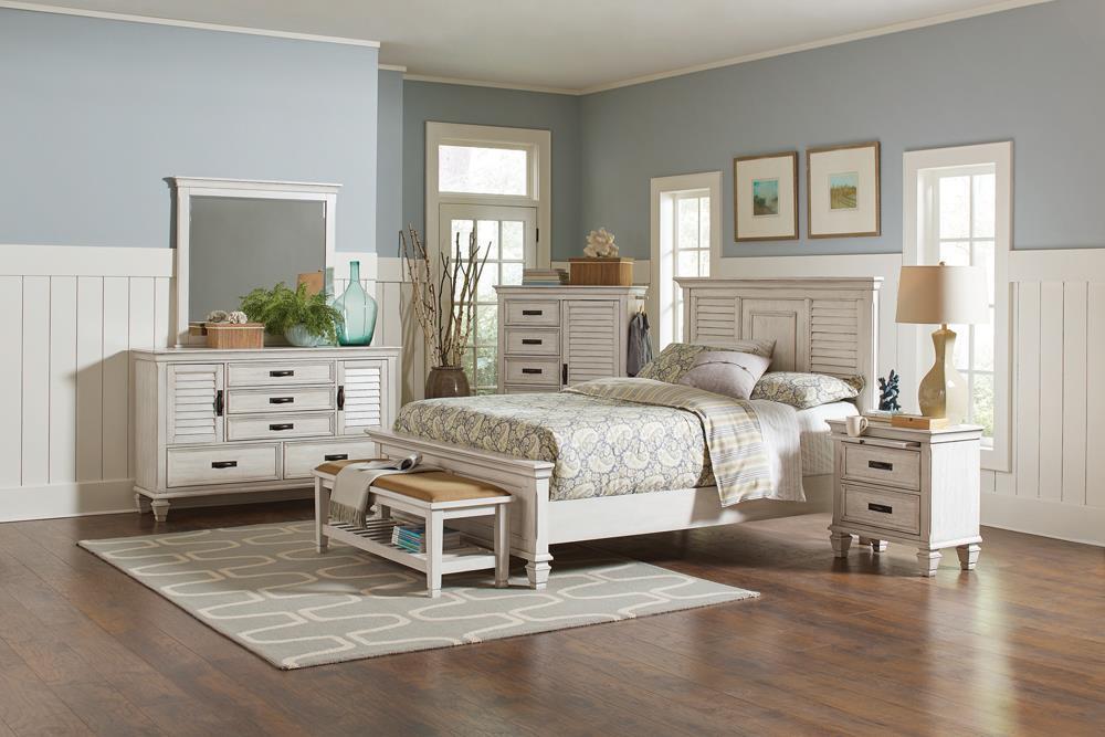Franco Eastern King Panel Bed Antique White - Home Discount Furniture - NJ-linden