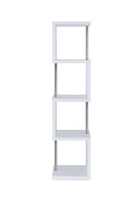 Baxter 4-shelf Bookcase White and Chrome - Home Discount Furniture - NJ-linden