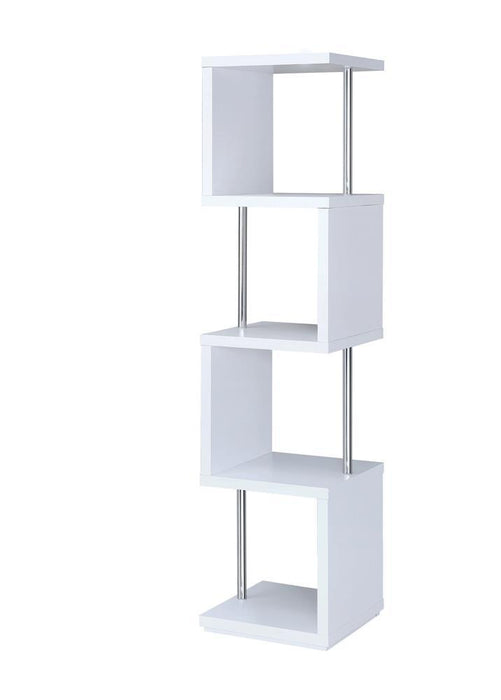 Baxter 4-shelf Bookcase White and Chrome - Home Discount Furniture - NJ-linden