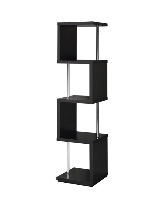 Baxter 4-shelf Bookcase Black and Chrome - Home Discount Furniture - NJ-linden