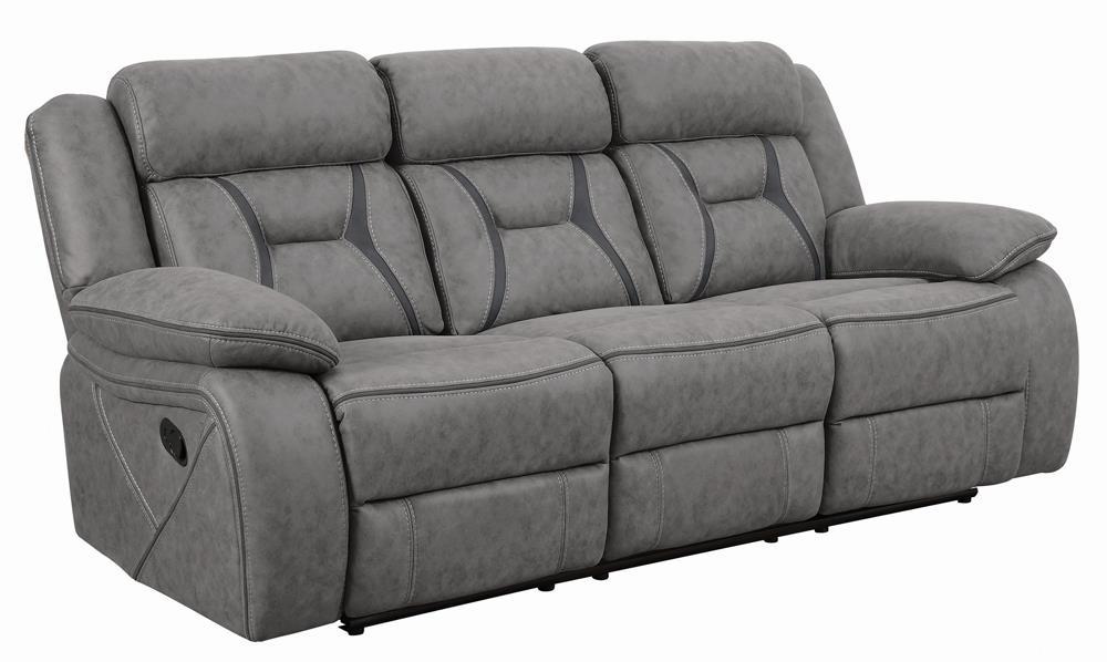 Higgins Pillow Top Arm Upholstered Motion Sofa Grey - Home Discount Furniture - NJ-linden