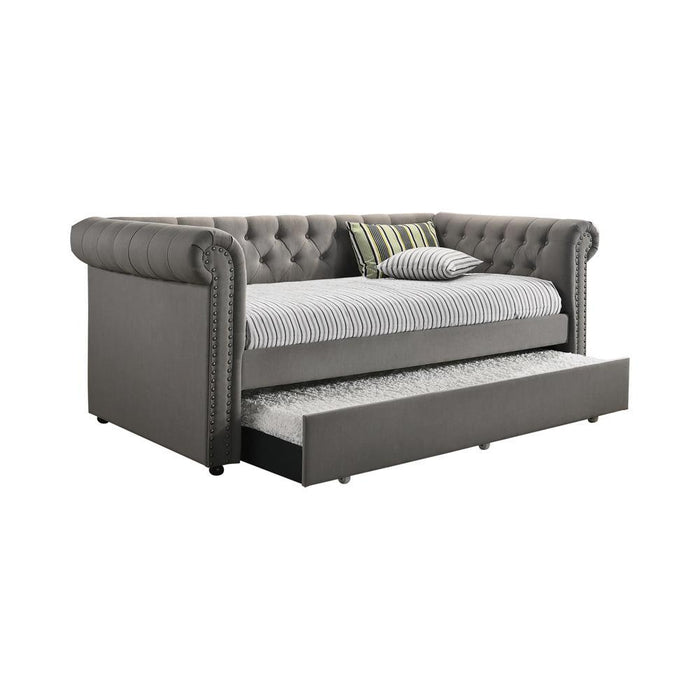 Kepner Tufted Upholstered Daybed Grey with Trundle - Home Discount Furniture - NJ-linden