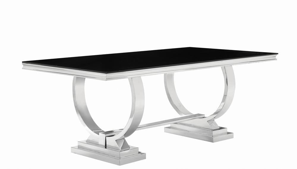 Antoine Rectangular Dining Table Chrome and Black - Home Discount Furniture - NJ-linden