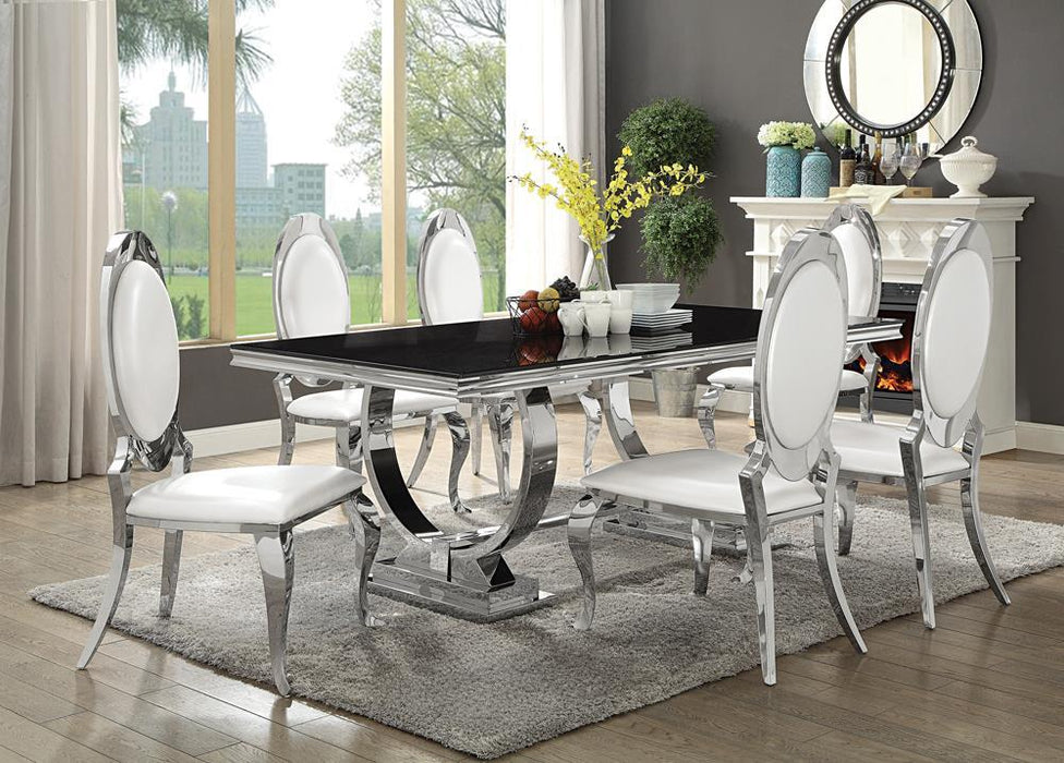 Antoine Rectangular Dining Table Chrome and Black - Home Discount Furniture - NJ-linden