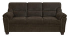 Clementine Upholstered Sofa with Nailhead Trim Brown - Home Discount Furniture - NJ-linden