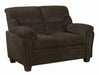 Clementine Upholstered Loveseat with Nailhead Trim Brown - Home Discount Furniture - NJ-linden