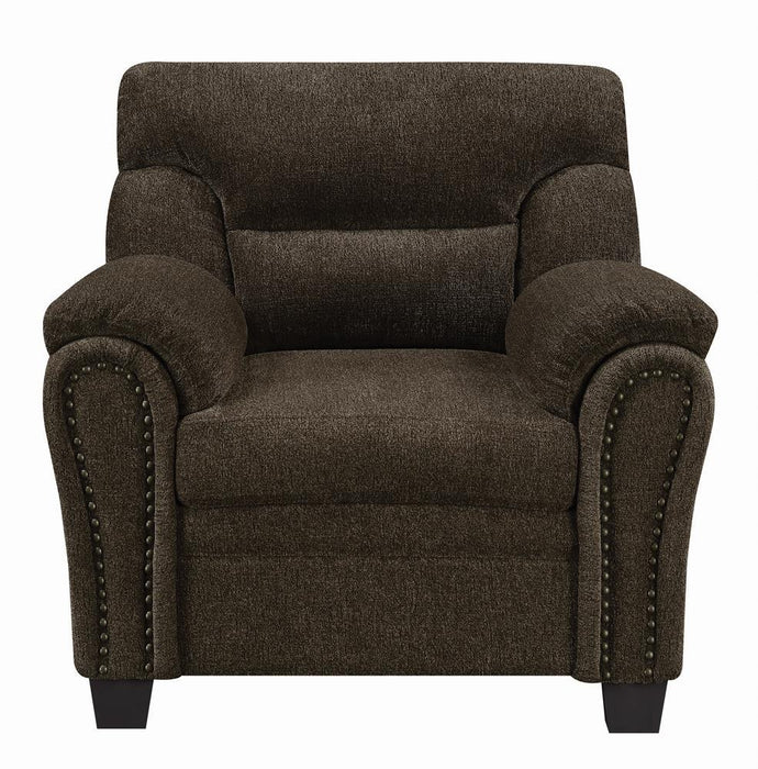 Clementine Upholstered Chair with Nailhead Trim Brown - Home Discount Furniture - NJ-linden