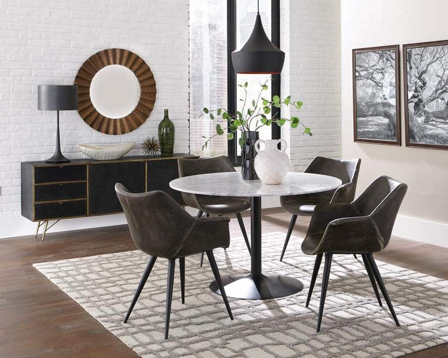 Bartole Round Dining Table White and Matte Black - Home Discount Furniture - NJ-linden
