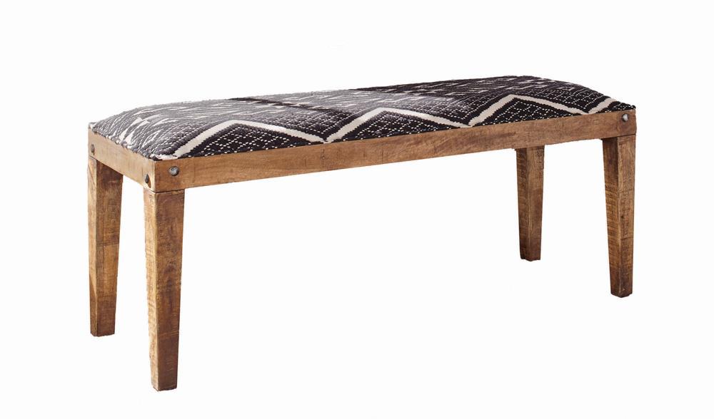 Lamont Rectangular Upholstered Bench Natural and Navy - Home Discount Furniture - NJ-linden