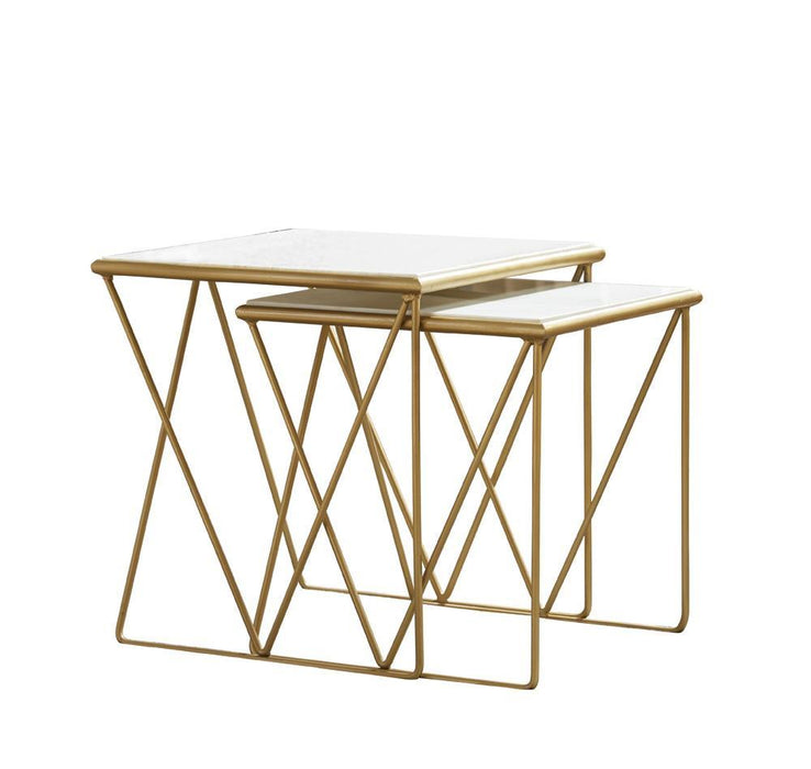 Bette 2-piece Nesting Table Set White and Gold - Home Discount Furniture - NJ-linden