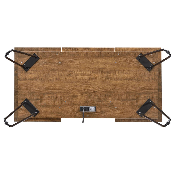 Sheeran Writing Desk with 4 Hidden Storages Rustic Amber - Home Discount Furniture - NJ-linden