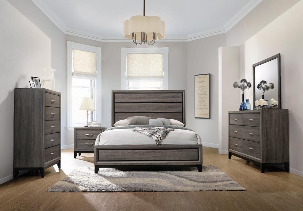 Watson Eastern King Bed Grey Oak and Black - Home Discount Furniture - NJ-linden