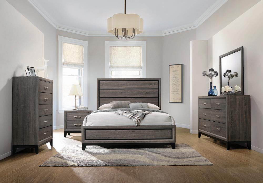 Watson Queen Bed Grey Oak and Black - Home Discount Furniture - NJ-linden