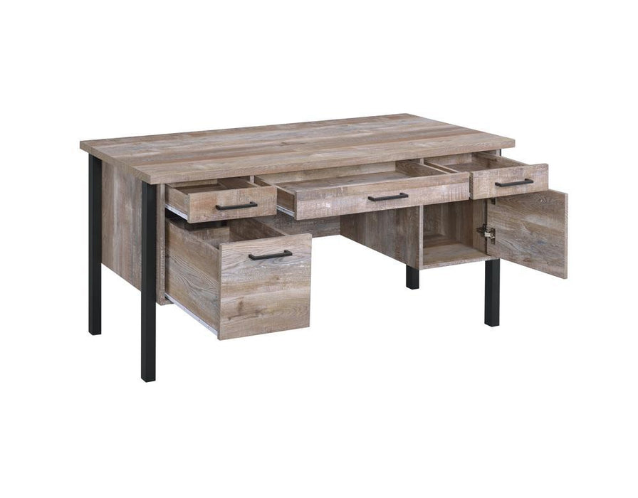 Samson 4-drawer Office Desk Weathered Oak - Home Discount Furniture - NJ-linden