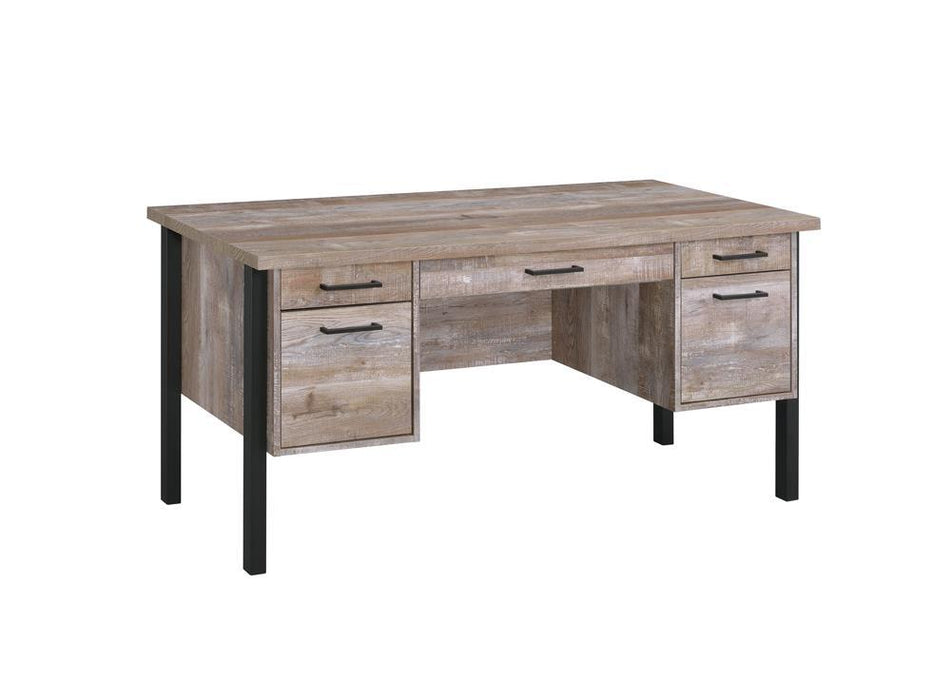 Samson 4-drawer Office Desk Weathered Oak - Home Discount Furniture - NJ-linden