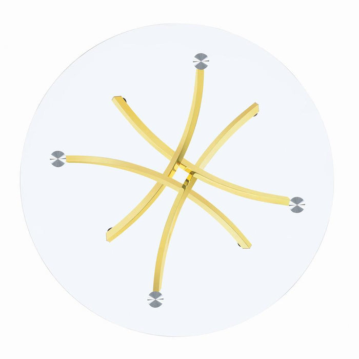 Beckham Round Dining Table Brass and Clear - Home Discount Furniture - NJ-linden