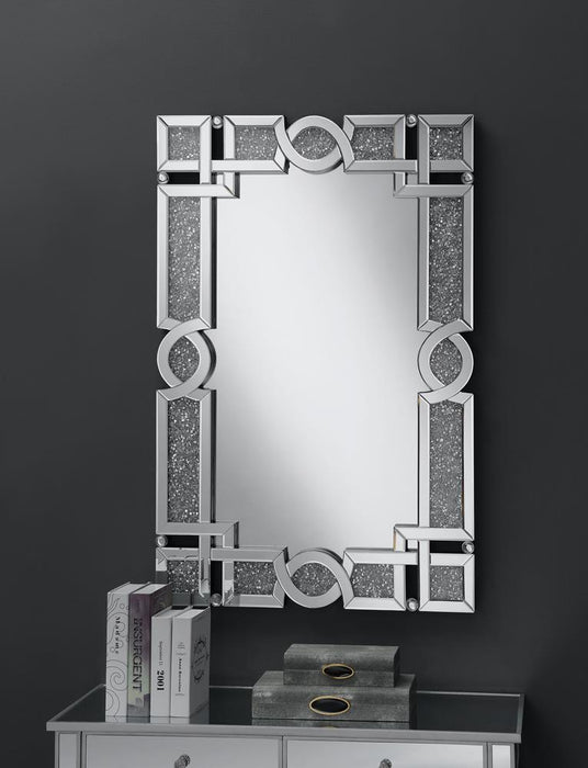 Jackie Interlocking Wall Mirror with Iridescent Panels and Beads Silver - Home Discount Furniture - NJ-linden