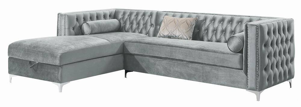 Bellaire Button-tufted Upholstered Sectional Silver - Home Discount Furniture - NJ-linden