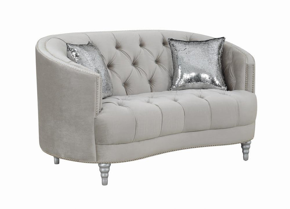 Avonlea Sloped Arm Tufted Loveseat Grey - Home Discount Furniture - NJ-linden
