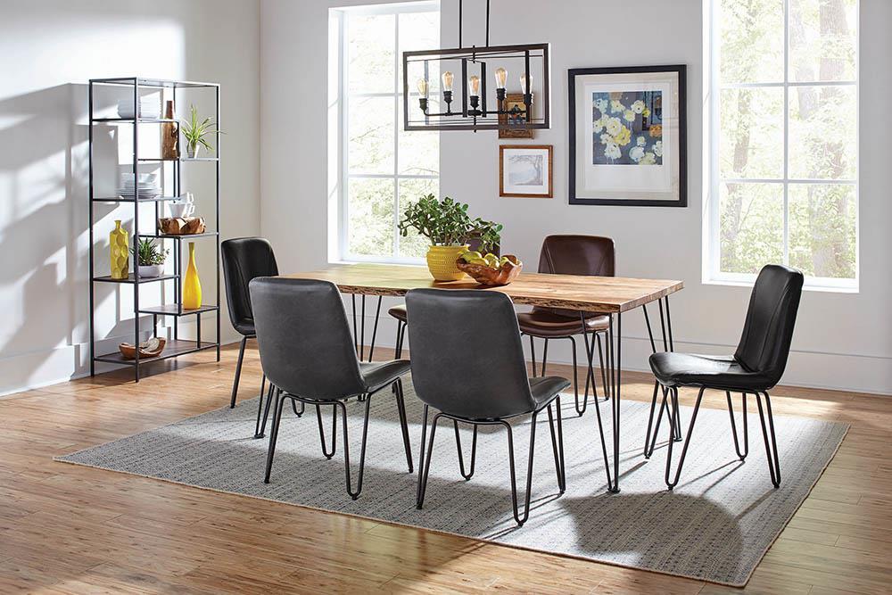 Sherman Rectangular Dining Table Natural Acacia and Matte Black - Home Discount Furniture - NJ-linden