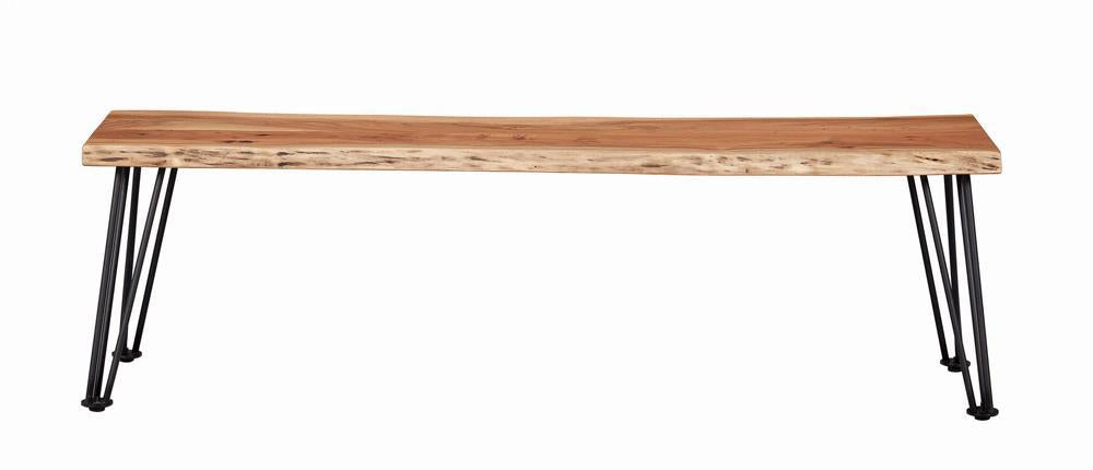 Sherman Bench Natural Acacia and Matte Black - Home Discount Furniture - NJ-linden