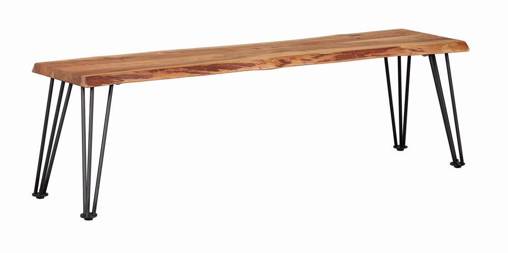 Sherman Bench Natural Acacia and Matte Black - Home Discount Furniture - NJ-linden