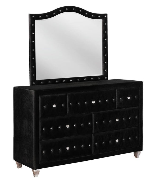 Deanna Button Tufted Dresser Mirror Black - Home Discount Furniture - NJ-linden