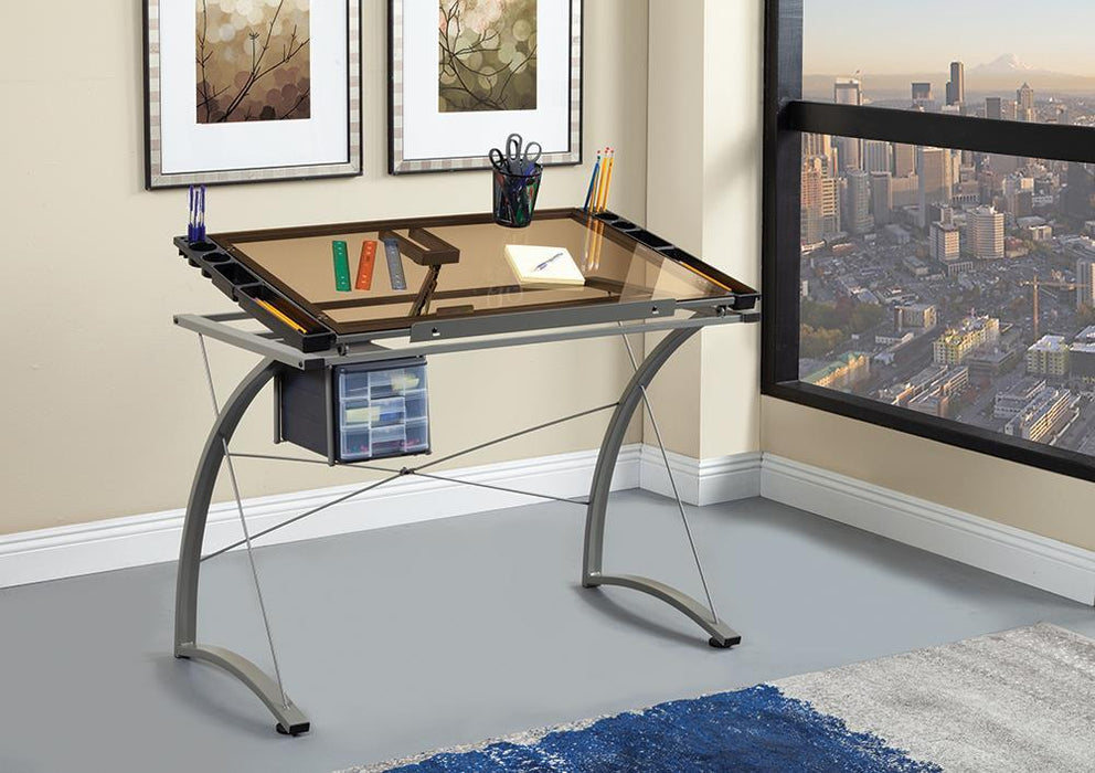 Melo 3-Drawer Drafting Desk Champagne - Home Discount Furniture - NJ-linden