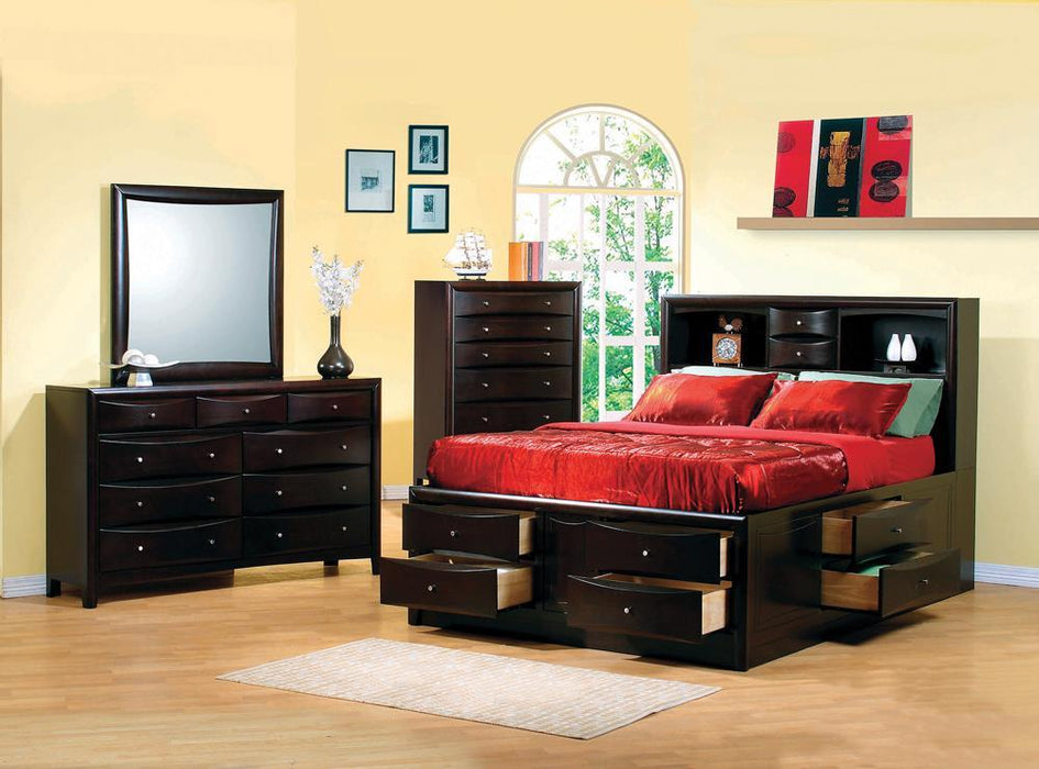Phoenix 10-drawer Eastern King Bed Deep Cappuccino - Home Discount Furniture - NJ-linden