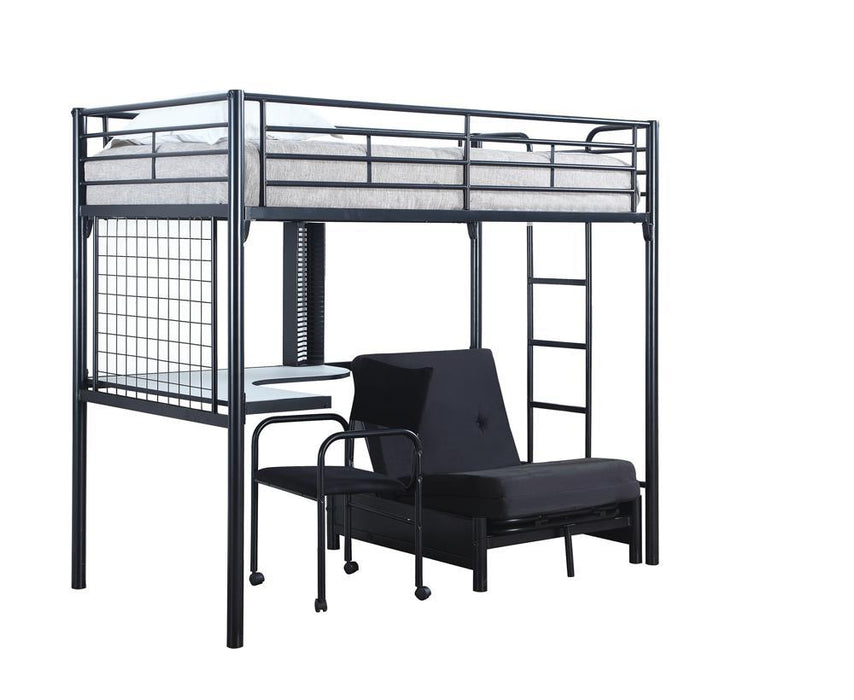 Jenner Twin Futon Workstation Loft Bed Black - Home Discount Furniture - NJ-linden