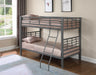 Fairfax Twin Over Twin Bunk Bed with Ladder Light Gunmetal - Home Discount Furniture - NJ-linden
