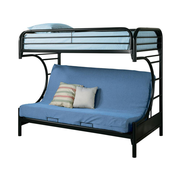 Montgomery Twin Over Futon Bunk Bed Glossy Black - Home Discount Furniture - NJ-linden