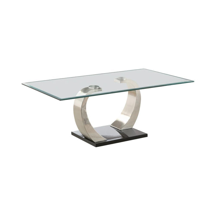 Pruitt Glass Top Coffee Table Clear and Satin - Home Discount Furniture - NJ-linden