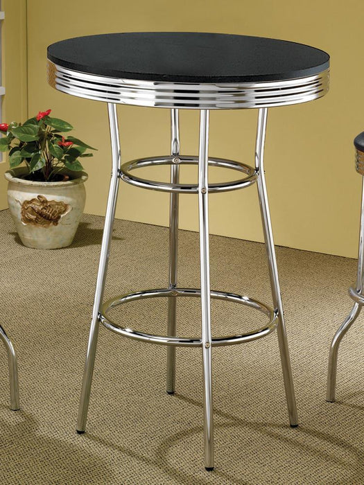 Theodore Round Bar Table Black and Chrome - Home Discount Furniture - NJ-linden