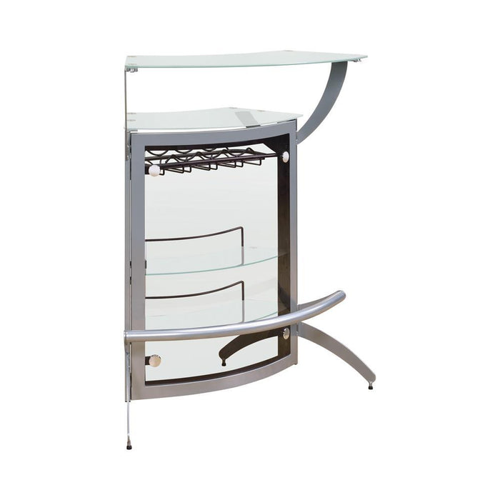 Dallas 2-shelf Home Bar Silver and Frosted Glass - Home Discount Furniture - NJ-linden