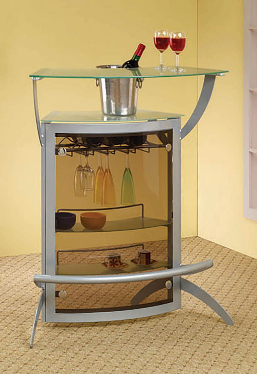 Dallas 2-shelf Home Bar Silver and Frosted Glass - Home Discount Furniture - NJ-linden