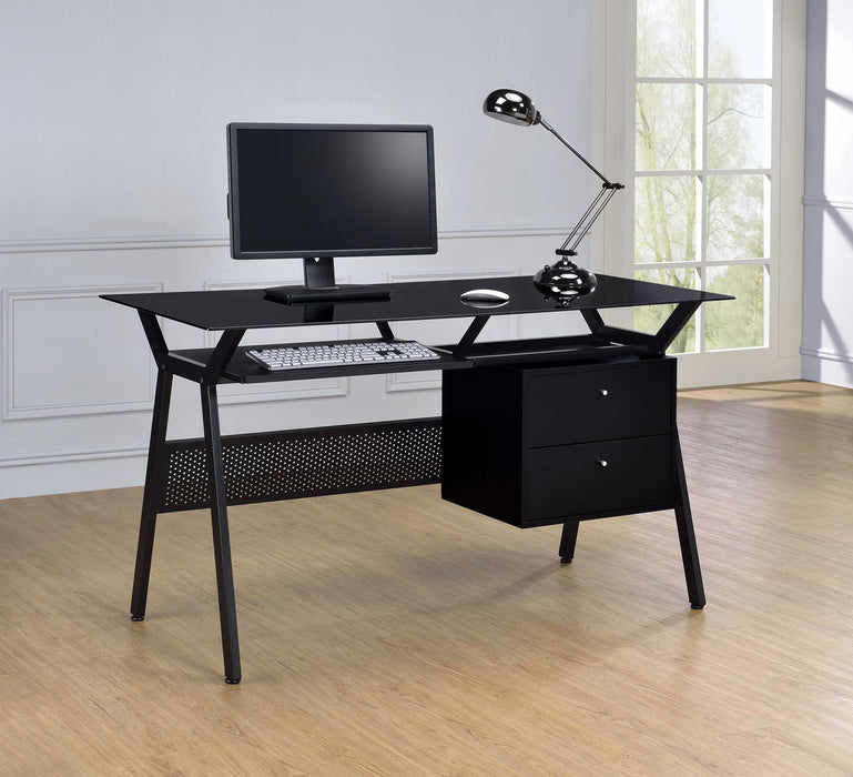 Weaving 2-drawer Computer Desk Black - Home Discount Furniture - NJ-linden